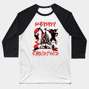 Evil Christmas Retro Goth Metal Font Baseball T-Shirt